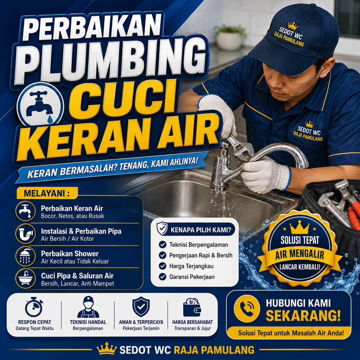 Perbaikan Plumbing Cuci Keran Air - Sedot WC Raja Pamulang